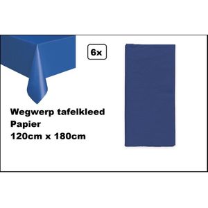 6x Wegwerp tafelkleed papier donkerblauw 120cm x 180cm - Thema feest festival thema feest evenement gala