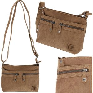 Enrico Benetti Crossbody Dames Camel Imitatieleer | 25x17x7cm - 5 Vakken – Crossbodytas Dames voor Reizen | Handtas met Ritssluiting | Perfect Cadeau voor Haar