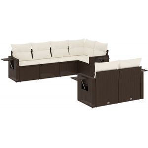 vidaXL Loungeset 7-delig - Bruin - Inclusief kussens Loungeset - Tuinset - Lounge Set - Tuinbank - Buitendecoratie