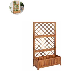 Plantenbak met klimrek - Bloembak - Weerbestendig - Met trellis - Buiten - Hout - Plantenrek - Rechthoekig - Bruin