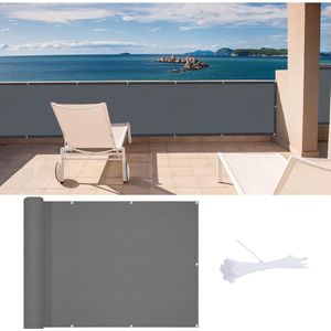 Balkon-privacyscherm, balkonrand (HDPE), 0,8 x 3 m, UV-bescherming, balkon-privacyscherm voor balkon, tuin, buiten, antraciet