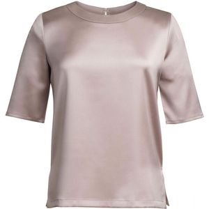 Blouse Dames 40 EU (12 UK) Brook Taverner Ronde hals Korte mouw Taupe 97% Polyester, 3% Elasthan