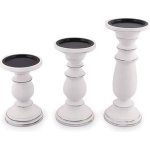 Selbro ® Handgesneden houten kandelaar set - 3-delige decoratieve kandelaar voor thuis