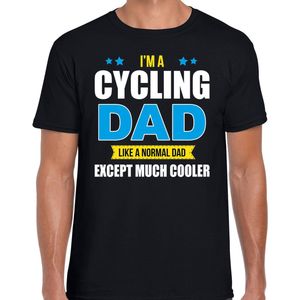Cycling dad like normal except cooler cadeau t-shirt zwart - heren - hobby / vaderdag / cadeau shirts M