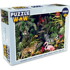Puzzel Jungle dieren - Natuur - Jongens - Meisjes - Flamingo - Zebra - Legpuzzel - Puzzel 1000 stukjes volwassenen