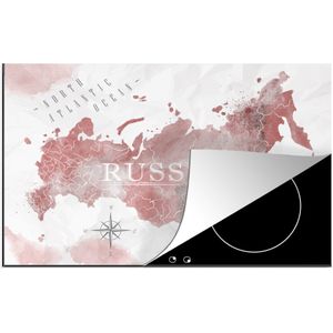 KitchenYeah® Inductie beschermer 81.6x52.7 cm - Kaart - Rusland - Roze - Kookplaataccessoires - Afdekplaat voor kookplaat - Inductiebeschermer - Inductiemat - Inductieplaat mat