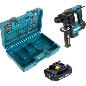 Makita DHR 171 A1X3 Accuboormachine 18 V 1,2 J SDS-Plus Brushless + 1x oplaadbare accu 2.0 Ah + 65-delige accessoireset + koffer - zonder lader