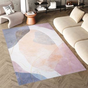 Tapiso Flannel Printed Vloerkleed Modern Art Antislip Wasbaar Tapijt Maat- 120x170