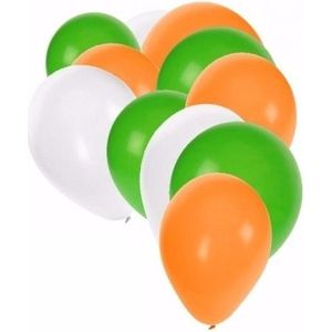 Ballonnen groen/wit/oranje 30 stuks