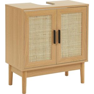 Goodivery ® Stijlvolle Badkamermeubel Set met Rotan Design en Eiken Look, 60 cm