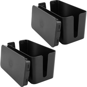 Kabelmanagementbox - klein - 235 x 115 x 12 cm - kabelorganizer - stekkerdoos zwart - kabelverzamelaar - kabels - stekkerstrips - adapter - 2 stuks
