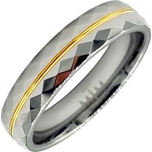 Tesoro Mio Michel – Trouwring Man- Wolfraam Carbide Tungsten – Facet Geslepen Ring - Kleur Zilver – 22 mm / Maat 69