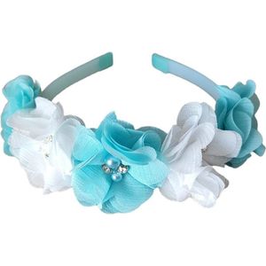 Diadeem Meisjes met Roosjes - Communie - Lentefeest - Haaraccessoires - Mint - Wit