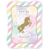 Uitnodigingen unicorn sparkle (8st)