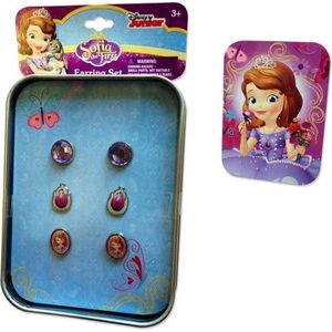 Disney Junior - Sofia het Prinsesje - Oorbellen - Oorknopjes - 3 Paar - Geschenkblikje - Meisjes - Paars.