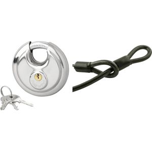 Staalkabel met 90mm discusslot - 3m kabel - geplastificeerd - extra dik 20mm - kabelslot motor