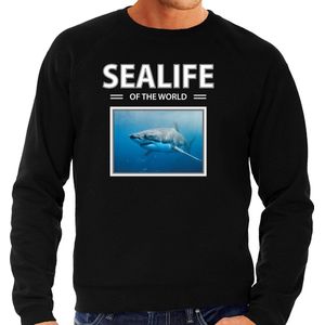 Dieren foto sweater Haai - zwart - heren - sealife of the world - cadeau trui Haaien liefhebber L