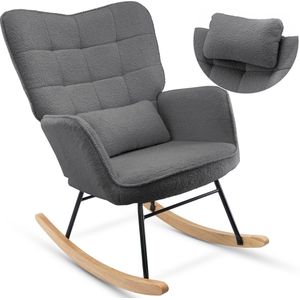 Zenzee Schommelstoel - Schommelstoelen babykamer - Relaxstoel - Fauteuil - Voedingsstoel - Met kussen - Grijs