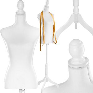 tectake® - paspop - damesbuste torso - wit - hoogte verstelbaar - 402566