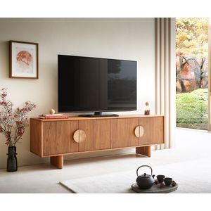 Tv-meubel Surimu 175 cm acacia lichtbruin 4 deuren kurkgreep houten poten