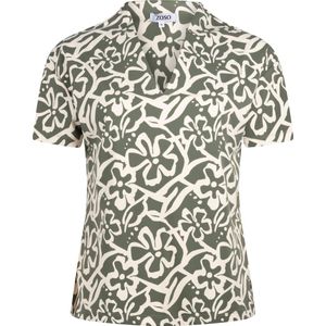 Zoso Blouse Cleo Printed Travel Blouse 241 1250/1200 Green/ivory Dames Maat - S