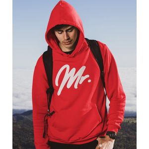 Mr & Mrs Hoodie Premium Red (Mr - Maat 3XL) | Koppel Cadeau | Valentijn Cadeautje voor hem & haar