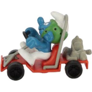 smurf met kart auto - race smurf / kartende smurf - raceauto - schleich