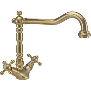 PB Nostalgische klassieke gouden keukenkraan V1910 met draaibare uitloop 1150424170