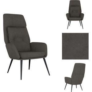 vidaXL Fauteuil - Comfortabele dik gevoerde relaxstoel - Kunstsuède - Donkergrijs - 70 x 77 x 94 cm - Fauteuil