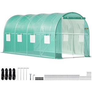 Rumi Walk-In Tunnel Kas - Gegalvaniseerd Frame - Waterdichte Cover - Kassen - 450/215/215 cm - Groen - Moestuin - Tuinkas - Kweekkas