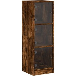 vidaXL-Hoge-kast-met-glazen-deuren-35x37x109-cm-gerookt-eikenkleurig