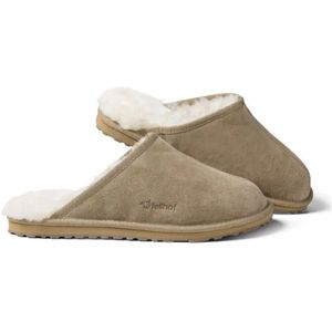 Fellhof Primo pantoffels heren maat 43 – kaki – lamswol – lamsleer - warme pantoffels – wollen pantoffels - sloffen – ademend - antislip zool