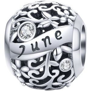 Geboortesteen maand Juni bedel | Roze paars lavendel zirkonia | bedels beads cadeau | Zilverana | geschikt voor alle bekende merken | 925 zilver | moederdag