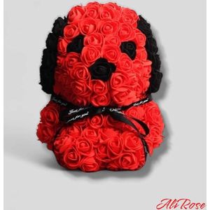 AliRose - Knuffel Dog - Rose Hond - Cadeau - Kerst - Valentijn - Partner - LOVE - Amor - Liefde - Rozen - Eeuwige Roos - Knuffel - Hond - Gift - Kado - 25 CM