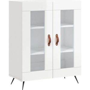 vidaXL - Dressoir - 69,5x34x90 - cm - bewerkt - hout - hoogglans - wit
