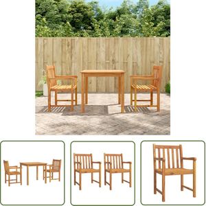The Living Store 3-delige Tuinset massief acaciahout - Tuinbank - Acacia Hout - Buitenshuis Eten - Lounge Set - Tuintafel