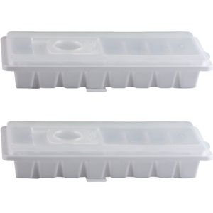 2x stuks ijsblokjes maken houders transparant met deksel 26 x 11 cm