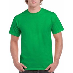 Set van 3x stuks groene katoenen t-shirts voor heren 100% katoen - zware 200 grams kwaliteit - Basic shirts, maat: L (40/52)