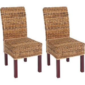 Cosmo Casa - 2-Delige Eetkamerstoelenset BALI - Wicker Stoelen Zonder Kussen - Licht