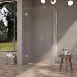 Fortifura Galeria Douchecabine - 90x80x200cm - scharnieren - deurgreep - vlak - gesatineerd veiligheidsglas - Chroom