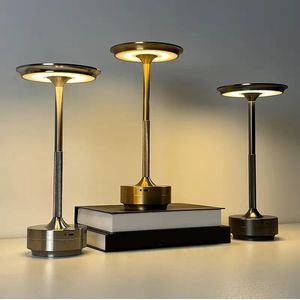 Oplaadbare Tafellamp - Draadloos en Oplaadbaar - 3 Kleuren - Dimbaar - Bureaulamp - Touch Lamp - Goud - Warme Kleuren - Industrieel