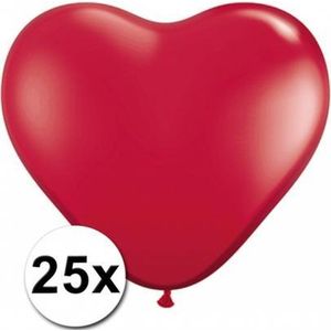 25x Hartjes ballonnen rood 25 cm - Valentijn/bruiloft versiering