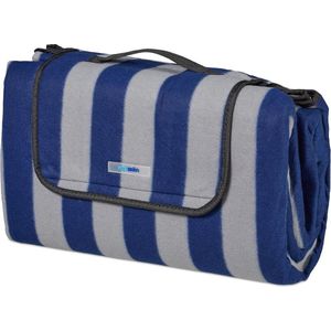 Blauw Wit Gestreept Opvouwbaar Picknickkleed 200x200 cm Waterdicht XXL