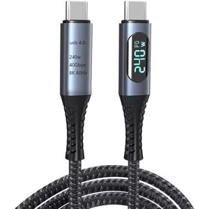 USB4 Kabel - USB-C naar USB-C - 240W Snelladen - 40Gbps Dataoverdracht - 8K/5K Display Ondersteuning - USB 4.0 Thunderbolt Compatibel - 1 Meter