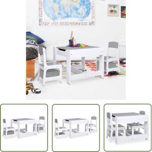 The Living Store Kindertafel met 2 stoelen MDF wit - Kindertafel - Houten Tafel - Kids Tafel - Speeltafeltje - Kindermeubilair