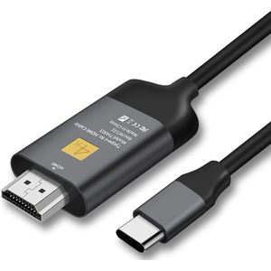 A-KONIC© USB-C naar HDMI Kabel 1.8 Meter 60Hz - 4K - Type c To HDMI Cable - HP - Dell Xps - Apple Macbook Pro - Huawei - HP - Spacegrey
