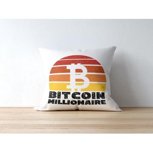 Crypto Kussen met tekst: Bitcoin Millionaire | Grappig Kussen | Grappige Cadeaus
