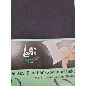 24Laken Hoeslaken Jersey 100/120 x 200/220 Zwart