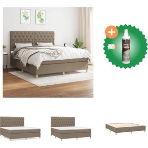 vidaXL Boxspring met matras stof taupe 160x200 cm - Bed - Inclusief Reiniger