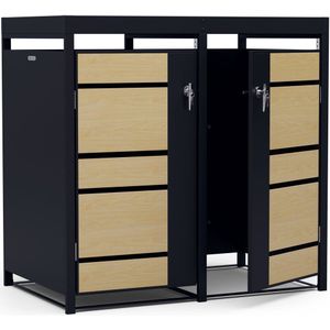 Blumfeldt Binsafe Containerbox - Opberger - 2 Afvalbakken - Weerbestendig - Beplantbaar - Esdoorn